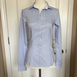NWT H&M blue/white striped button down shirt 2